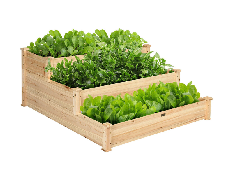 3-tier wood raised bed for herbs